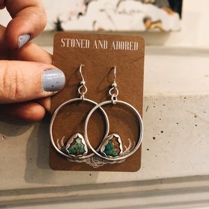 Sterling silver and turquoise hoops